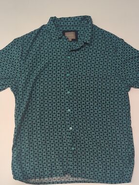 Gianni Lupo Geometric Print Viscose Button Down Shirt XL